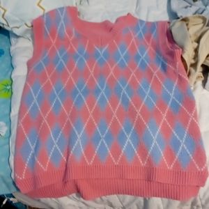Pink and blue sweater vest
